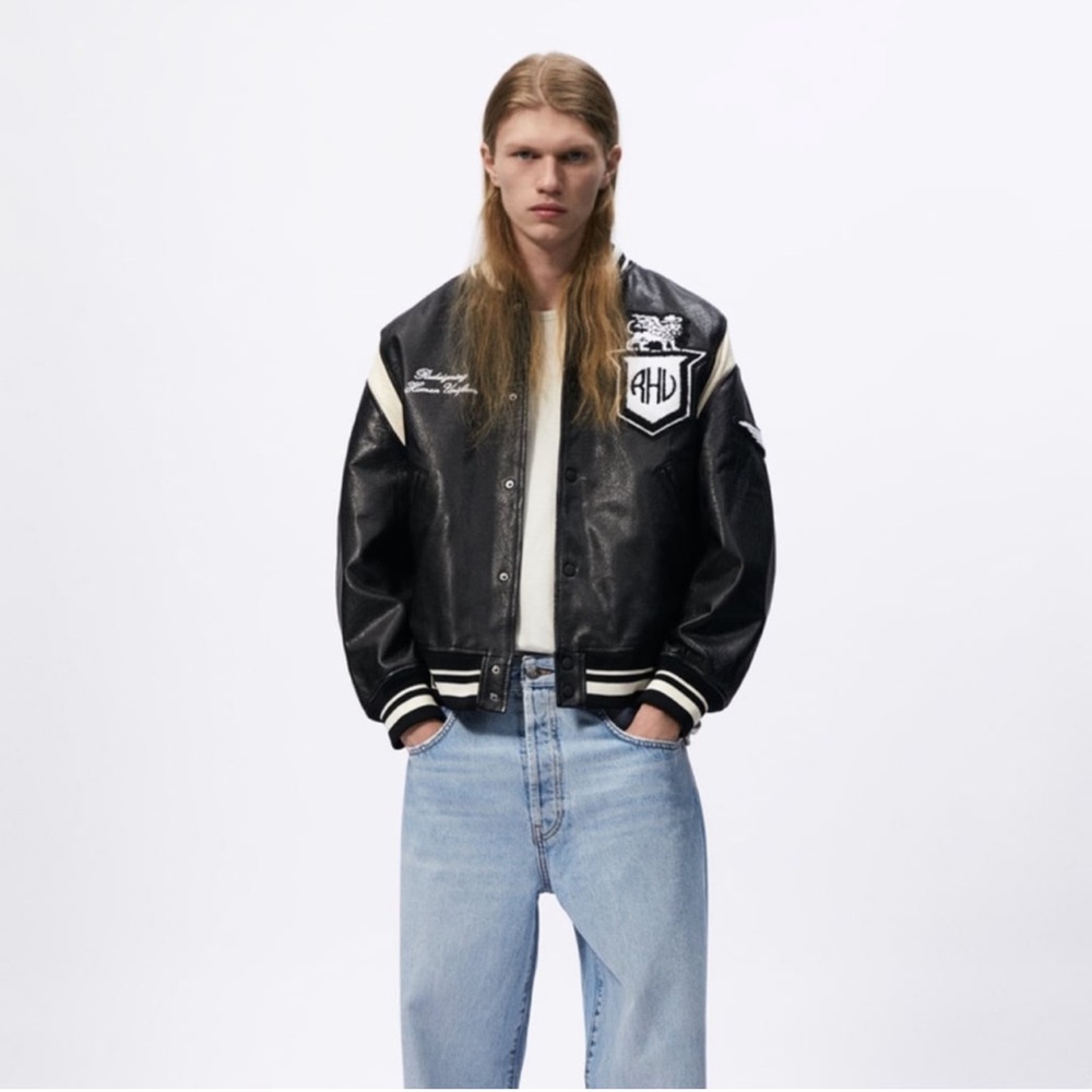 ZARA X RHUIGI LEATHER BOMBER JACKET - Picture 3 of 8